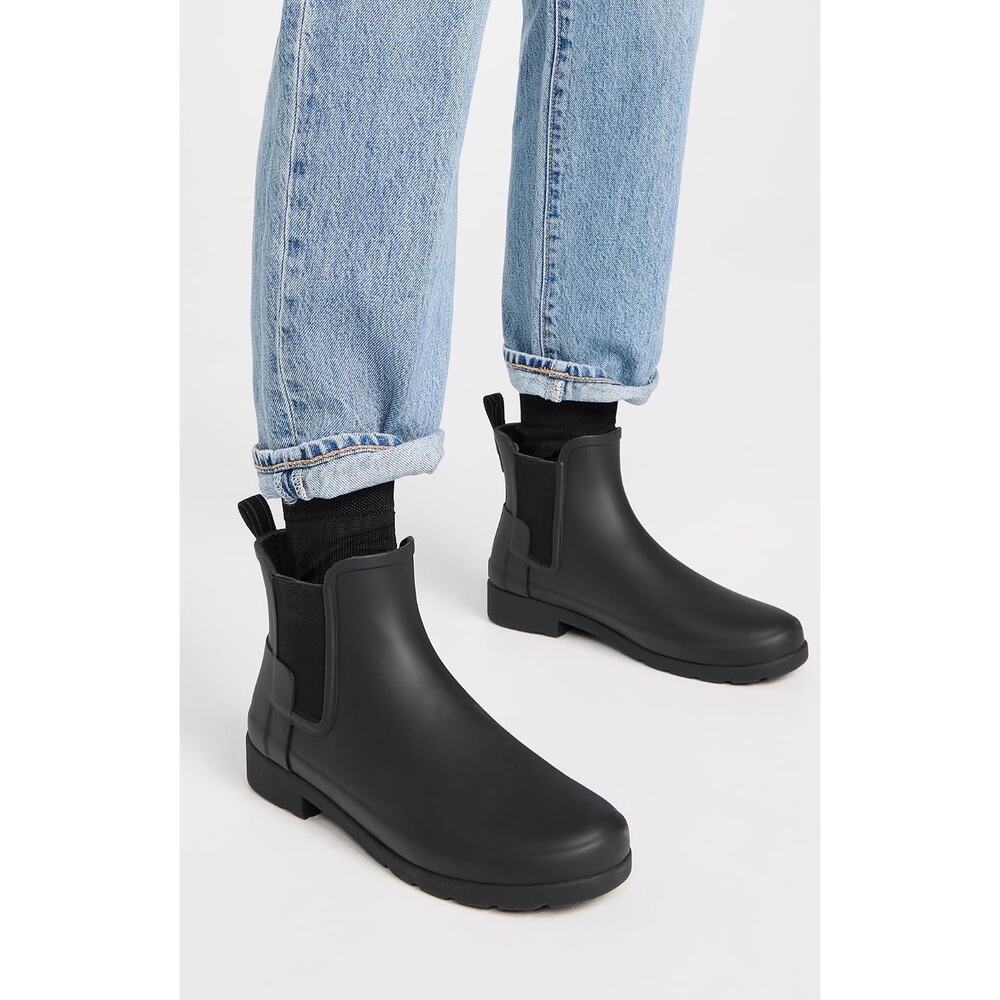 Hunter Women’s Refined Slim Fit Chelsea Rain Boots Black Size 10 M